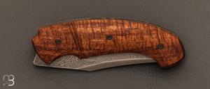  Couteau  "  Front-flipper custom " par Fabrice Delbart - Forge Celtique - Koa et lame damas inoxydable