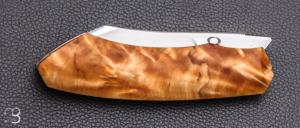    Couteau " Front-flipper custom " par Fabio Pitton - Fourche de peuplier et lame en W2