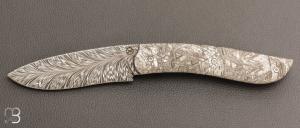   Couteau " GYR " custom par Tim Bernard - Météorite et lame damas plume