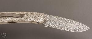   Couteau " GYR " custom par Tim Bernard - Météorite et lame damas plume