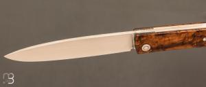   Couteau " Harpo " custom par Anthony Brochier - Loupe de buis et lame en RWL34