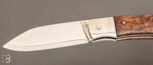 Couteau  " JB  " pliant de Fabrice Cotroneo - Loupe de Noyer et Suminagshi SG2