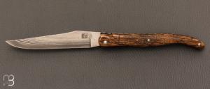 Couteau " Laguiole 12 cm " par Rozelier Fabien- Ty Coutelier - Mammouth et lame Suminagashi