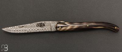    Couteau Laguiole 12 cm par Stéphane Rambaud - Pointe de corne et damas