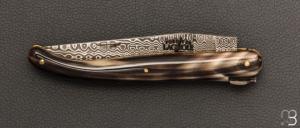    Couteau Laguiole 12 cm par Stéphane Rambaud - Pointe de corne et damas