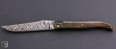   Couteau " Laguiole 12 cm" custom par Rozelier Fabien - Ty Coutelier - Ivoire de mammouth et damas