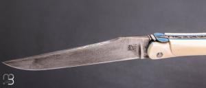  Couteau " Laguiole 13 cm" par Rozelier Fabien Ty Coutelier - Ivoire de phacochère et lame 90Mcv8
