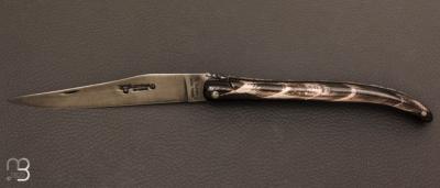 Couteau Laguiole Aubrac corne de buffle plein manche 13,5 CM - Lame carbone