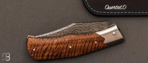  Couteau  "  Lazy Clip " de collection par Olivier Ouertal - Manguier ondé et lame damas plume