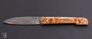  Couteau " Le Capi " par la Coutellerie Savignac - Bouleau et lame en damasteel