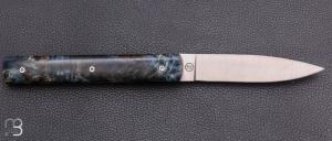 Couteau " Le Français "  par Atelier Perceval - Loupe de peuplier bleu stabilisée et 19C27