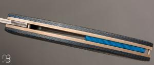  Couteau  " Le Gourmet" custom par Alain André - Fatcarbon® bleu et lame en VG10 Suminagashi