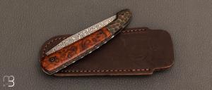  Couteau  "  Le Passager " de Pierre Thomas - Atelier Odae - Loupe de bois de fer et bronze