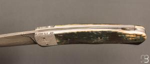    Couteau " Lock-Back " de Philippe Ricard - Ivoire de mammouth et lame damas plume