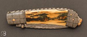  Couteau " Lockback " mammouth et damas par Kaj EMBRETSEN