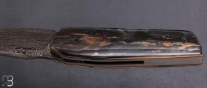   Couteau " Mastard " custom par Christophe Arbogast - Ivoire de mammouth et damas de F.Keller