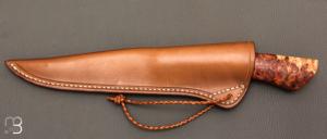    Couteau droit par Nicolas Mestrallet - Atelier du couteau de Vaunaveys - Lame forgée acier damas et loupe d'amboine