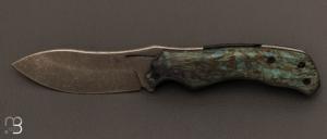 Couteau  "  Ness Wolf XL N°5 " pliant par Opus Knives - N690 et Bouleau madré stabilisé