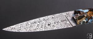    Couteau "ORCA" pliant par l'Atelier Les 2 Diables - Phacochère / Mammouth fusion® et Damasteel