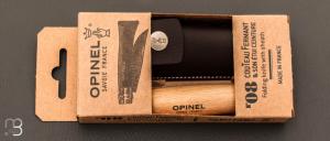 Couteau Opinel N°08 manche hêtre + étui - lame acier inoxydable