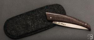    Couteau " L'Orque Lévitas " pliant par l'Atelier Les 2 Diables - Micarta jute marron et 14c28n