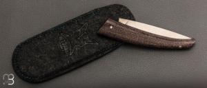    Couteau " L'Orque Lévitas " pliant par l'Atelier Les 2 Diables - Micarta jute marron et 14c28n