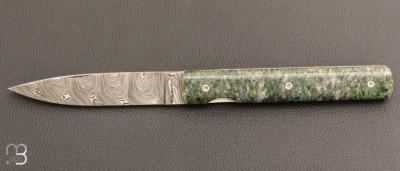   Couteau Perceval " Le Français " - Lame Damas et Vert d'Orezza