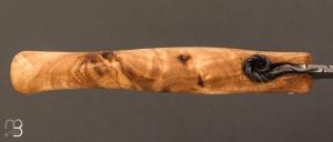 Couteau " Piémontais "  par Mickael Moing - Loupe de frêne et lame forgée 100Cr6