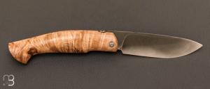 Couteau  "  Piémontais "  par Mickael Moing - Loupe de frêne et lame forgée 100Cr6