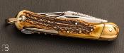 Couteau " Pionnier " 5 pièces bois de cerf par Douris Chastel