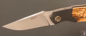     Couteau " Rocket " custom de Stéphane Sagric - Ivoire de mammouth et lame en RWL34