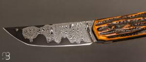    Couteau " Sanjo " par Guy Poggetti - Os cerfé et damas