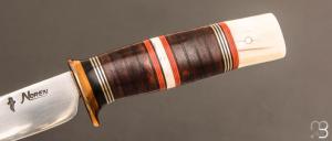 Couteau  "  Scagel  " par Douglas Noren - Master Smith - Rondelles de cuir et ivoire de morse