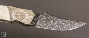  Couteau " Sirius B " par Florian Keller - Nacre / Météorite et damas mosaïque