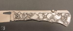    Couteau  "  Skipper" pliant de Éric Parmentier - Gravure d'Elisabeth Da Justa