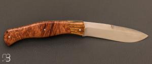 Couteau "  Slipjoint " de collection par Benjamin Cariou - Loupe de cade stabilisé et lame en RWL34