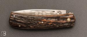  Couteau " Slipjoint " custom par Guy Poggetti - Bois de cerf et lame en C130
