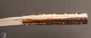   Couteau " Slipjoint " de Jacky Pasquier - Bois de cerf Sambar et lame en RWL34