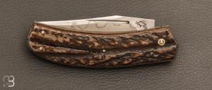  Couteau " Slipjoint " custom par Guy Poggetti - bois de cerf et lame en C130