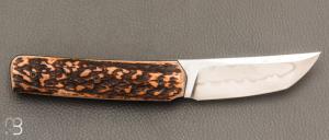 Couteau " Small Sanjo " par Guy Poggetti - Bois de cerf et C130
