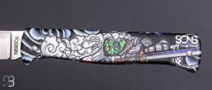 Couteau Douk-Douk "Sons of Douk-Douk®" lame Higonokami thème Art Japonais Oni