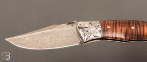     Couteau " Spartan "  custom lock-back par Raphaël Durand - Koa et lame en RWL34