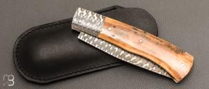   Couteau " Talar XXL " de Anthony Brochier - mammouth et lame damas mosaïque torsadé