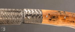   Couteau " Talar XXL " de Anthony Brochier - mammouth et lame damas mosaïque torsadé