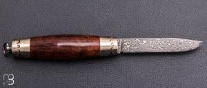 Couteau Tonneau par Jean Michel REMAUD - Palissandre du Honduras et lame damas