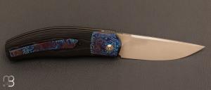 Couteau " Xou " custom par Maxime Belzunce - Fibre de carbone / Timascus / RWL-34