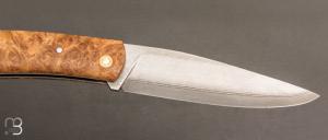    Couteau " Zeul " custom  par Mathieu Gerster - Loupe de robinier et VG10 Suminagashi