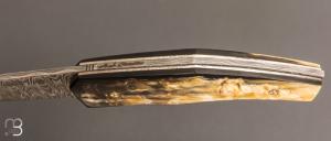    Couteau " Pièce unique " par Alain & Joris Chomilier - Damas carbone de Salem Straub et Corne de zébu