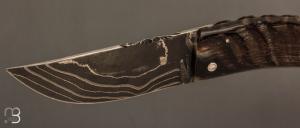 Couteau " Baby Dollar L"  corse lame Damas et corne de bélier de José Viale