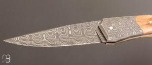    Couteau " Lock-back custom " de Alain & Joris Chomilier - Mammouth et damas "spirographe" de Vegas Forge